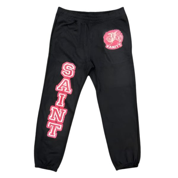Saint Vanity Black and Red Varsity Sweatpants