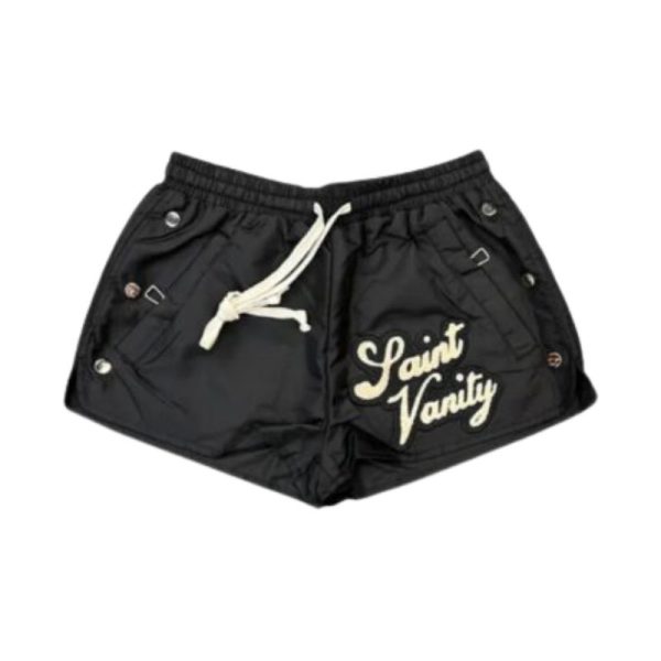 Saint Vanity Logo Black Nylon Shorts