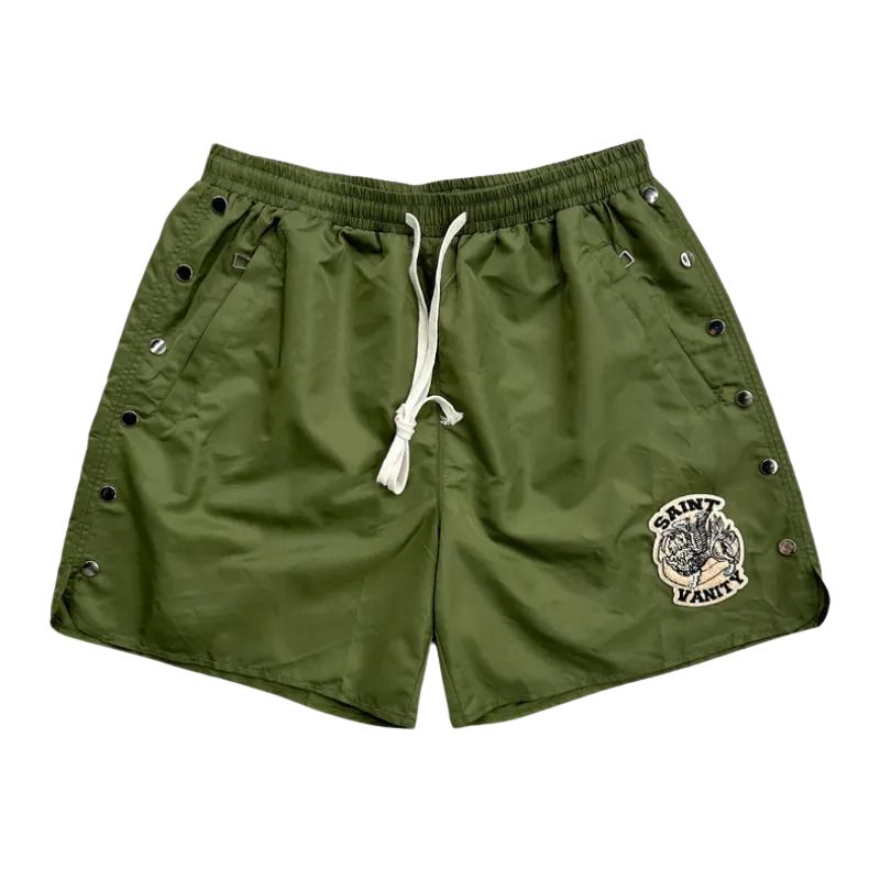 Saint-Vanity-Logo-Olive-Nylon-Shorts Saint-Vanity-Logo-Olive-Nylon-Shorts