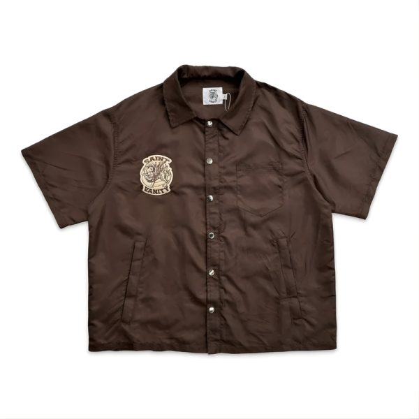 Saint Vanity Nylon Button Up T shirt with Hood